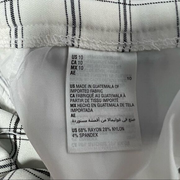 INC International Concepts Pants Mid Rise Skinny Leg White Black Plaid 10 - Picture 7 of 15